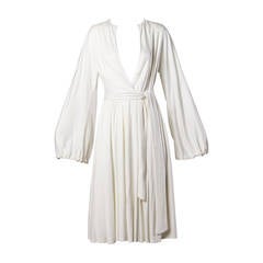 Donald Brooks Vintage 1970s White Draped Midi Dress