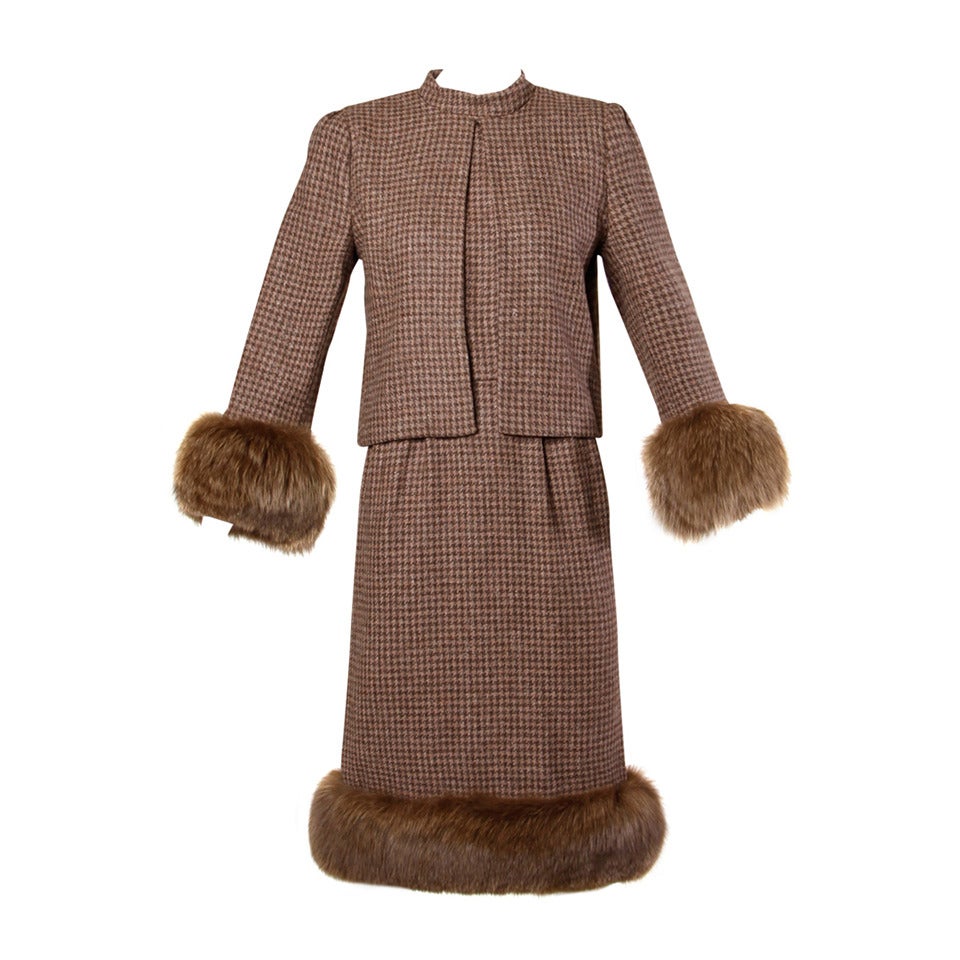 Richilene for Elizabeth Arden Vintage Fox Fur Jacket + Dress Ensemble