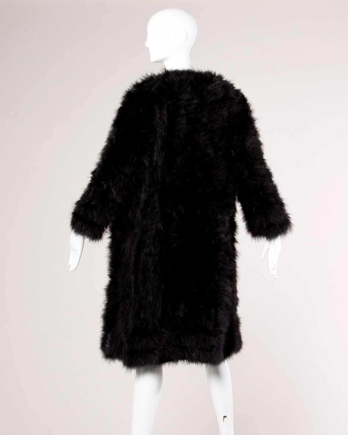 Vintage Black Marabou Feather Coat 2