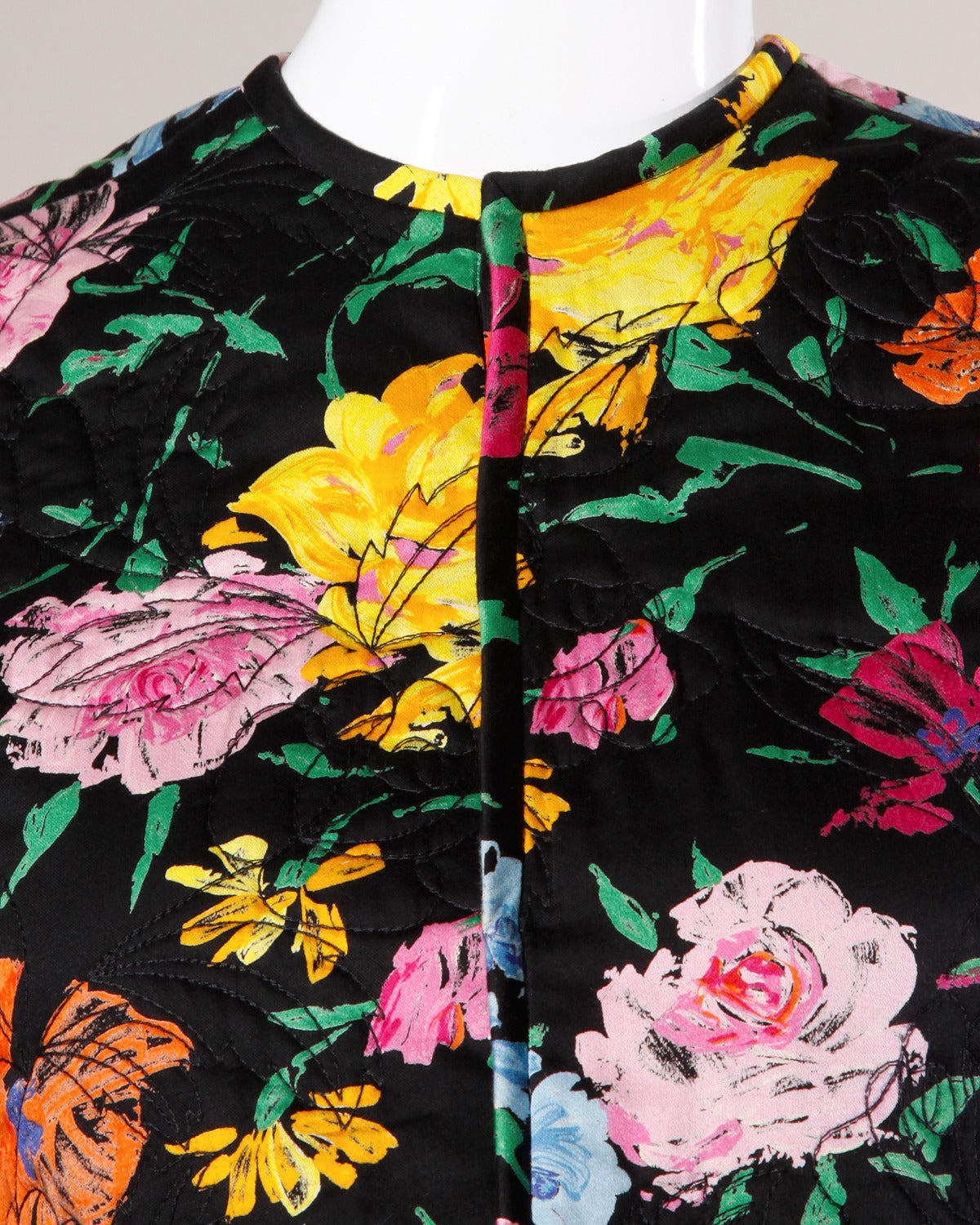 Emanuel Ungaro Vintage Floral Print Quilted Jacket + Skirt Suit ...