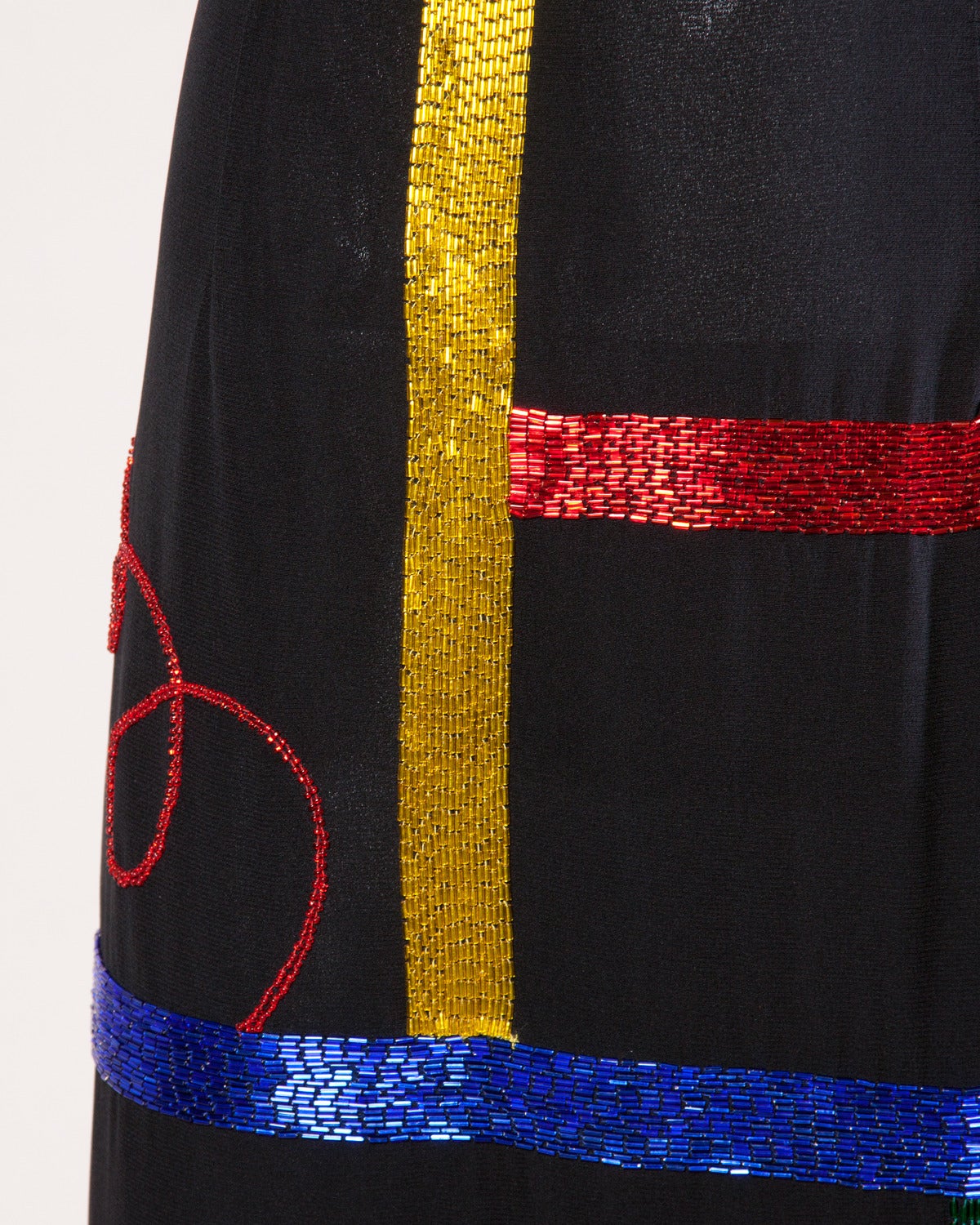 Fabrice Vintage 1980s Abstract Beaded Silk Gown in Primary Colors 2