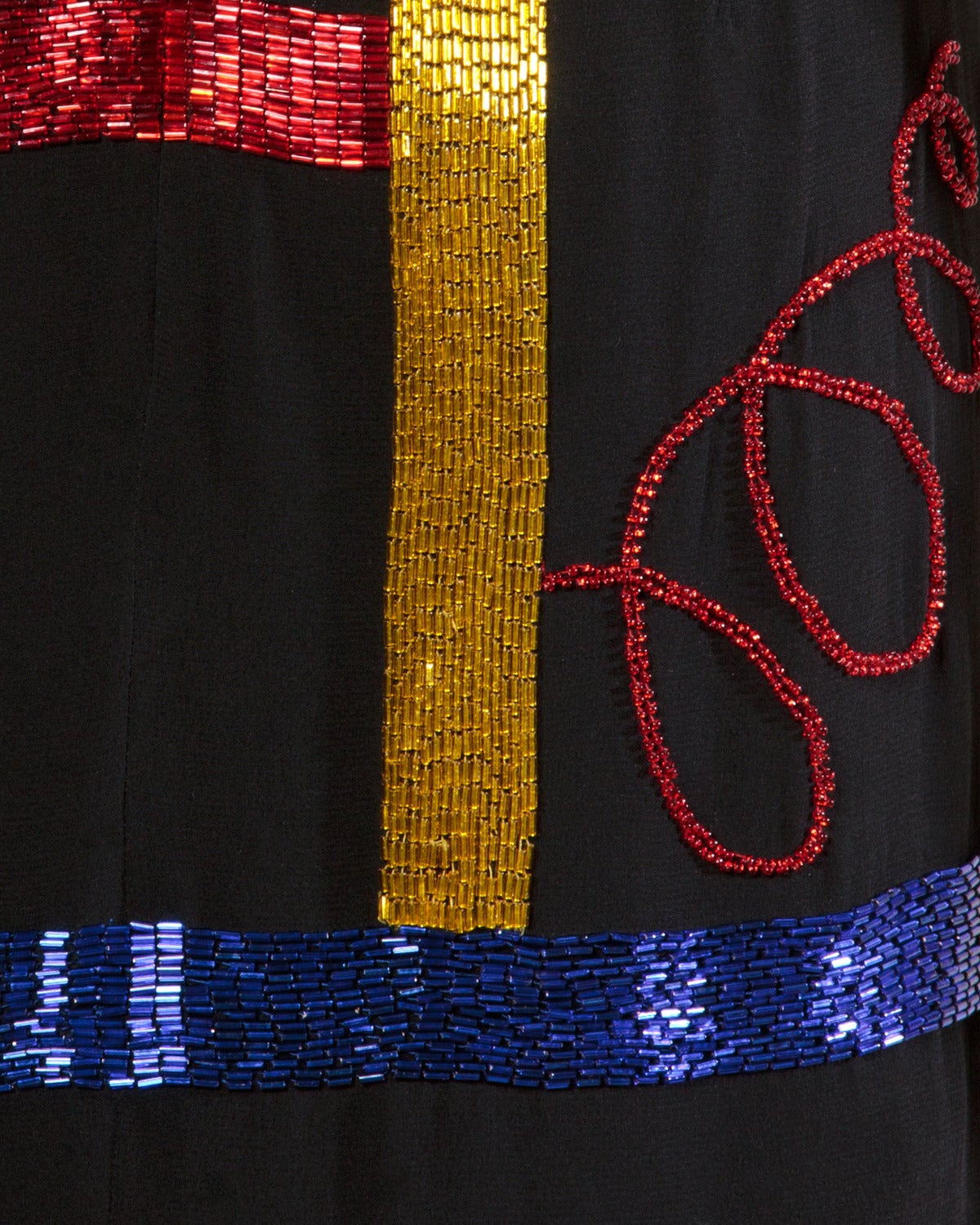 Fabrice Vintage 1980s Abstract Beaded Silk Gown in Primary Colors In Excellent Condition In Sparks, NV