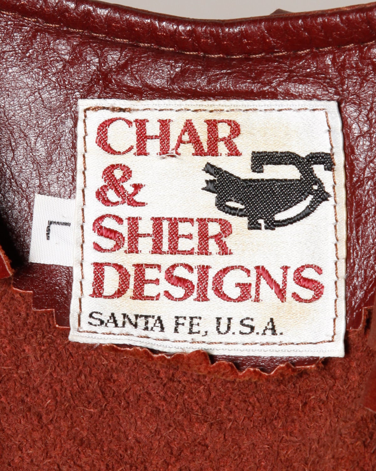Char Vintage Oxblood Leather Vest with Fringe Trim 2