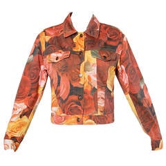 Moschino Jeans Vintage 1990s Floral Photo Print Denim Jacket 1