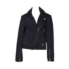 Karl Lagerfeld, giacca da moto nera con cerniere e borchie "Karl".