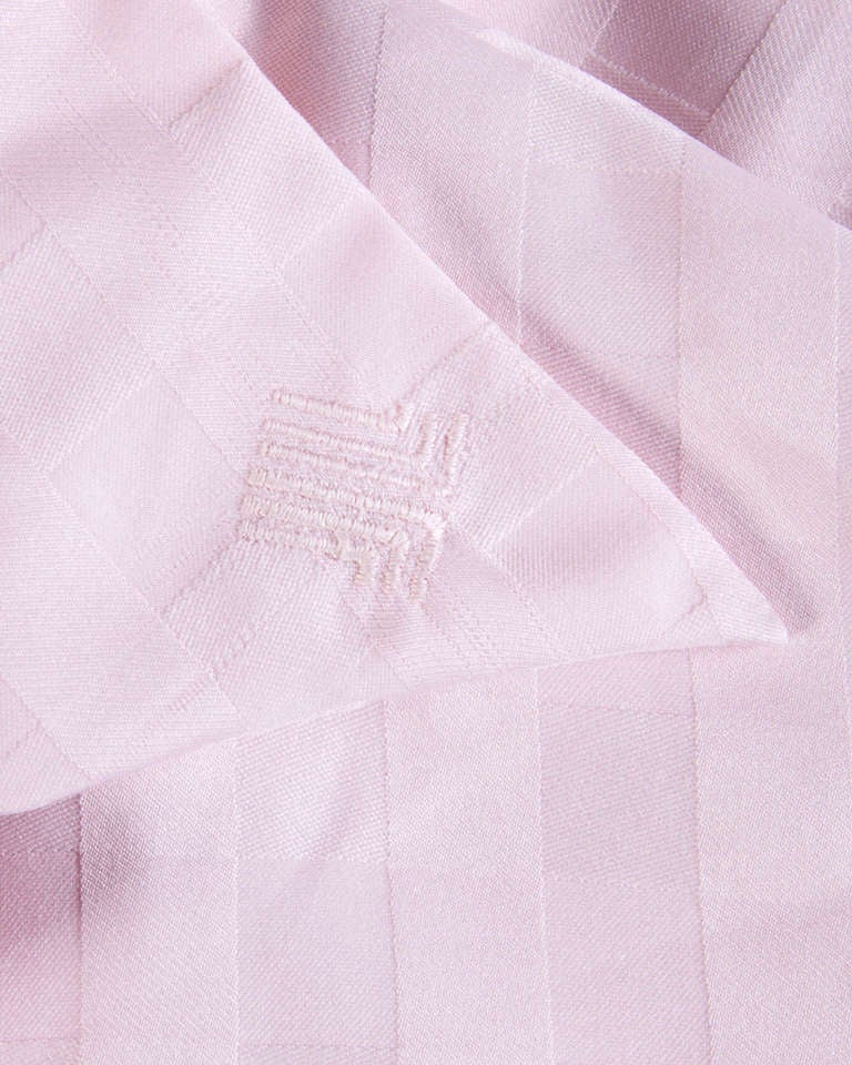 Lanvin Vintage 1970s 70s Pale Pink Shirt Dress with Logo Buttons