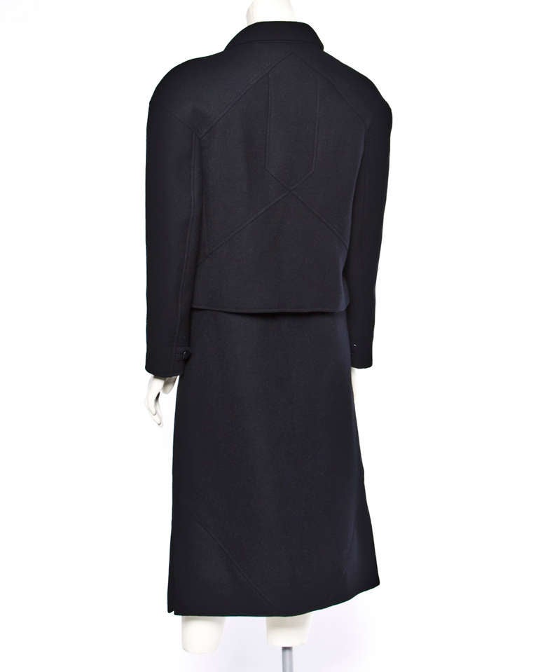 Courreges Vintage Black Wool Mod Jacket + Skirt 2-Piece Suit Set Ensemble 4
