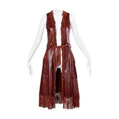 Char Vintage Oxblood Leather Vest with Fringe Trim 12