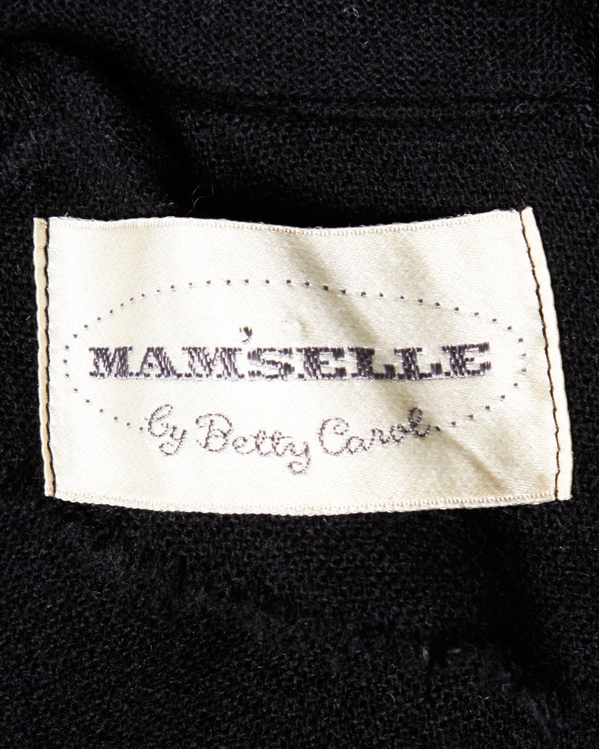 Mam'selle by Betty Carol Vintage 1950s Black Wool Full Sweep Dress 2