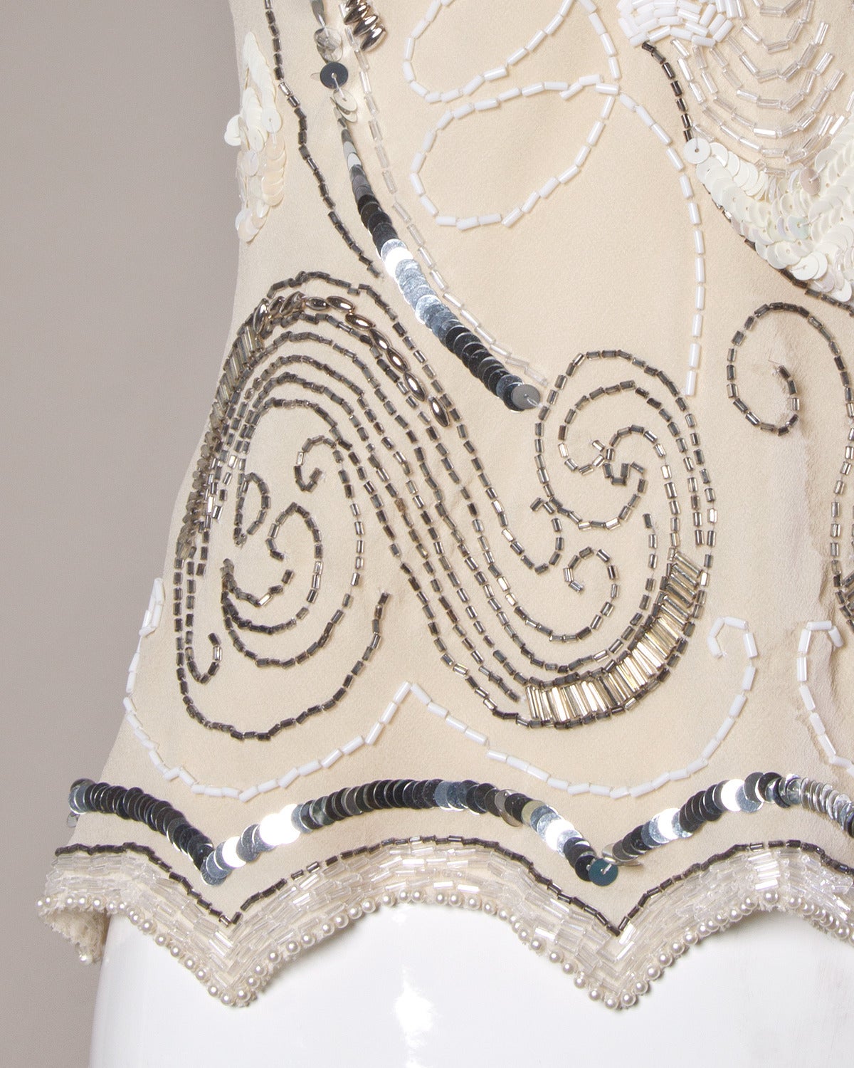 Fabrice Vintage 1920's-Inspired Sequin + Beaded Silk Top 1