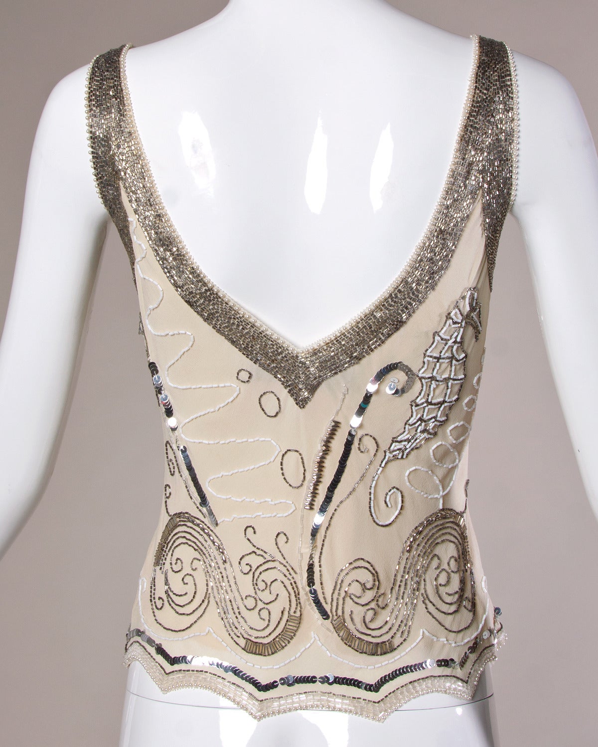 Fabrice Vintage 1920's-Inspired Sequin + Beaded Silk Top 4