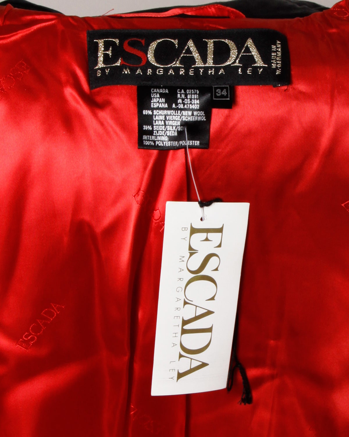 Unworn Escada Vintage 1980s Quilted Bomber Jacket with Original Tags 5