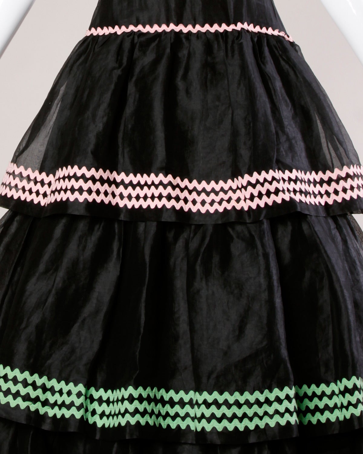 Lanvin Vintage Black Silk Tiered Gown 2