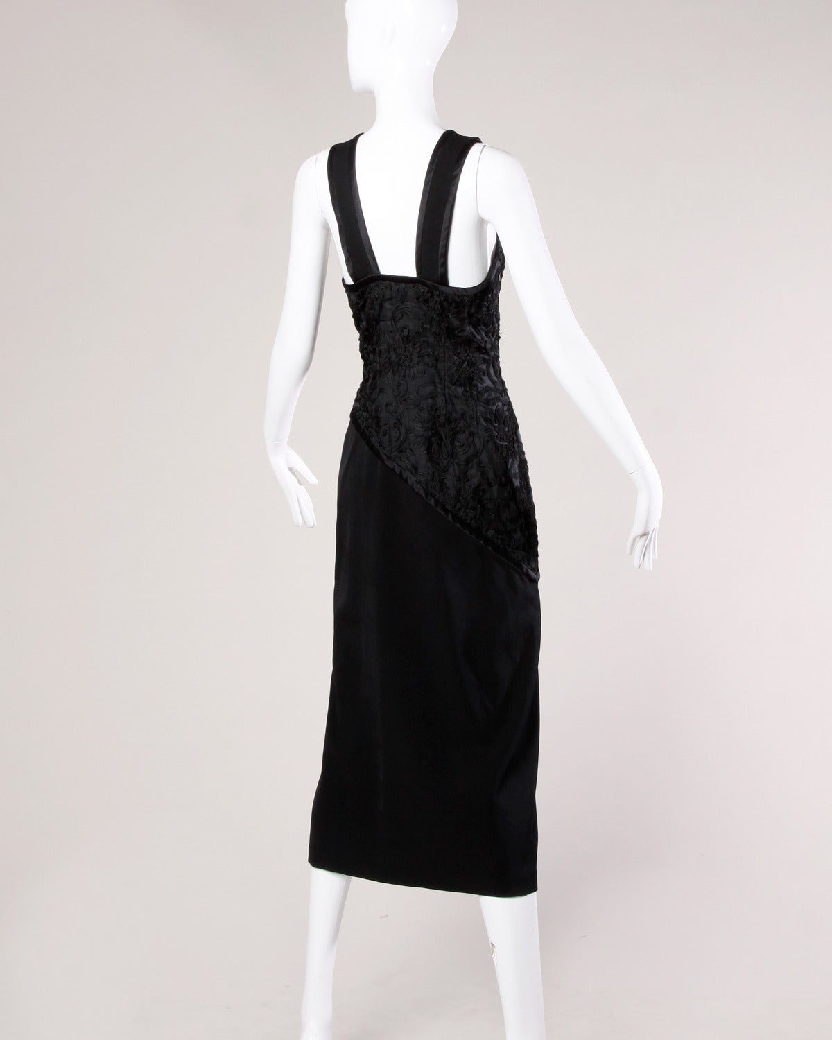 Bill Blass Vintage Black Soutache Evening Dress For Sale at 1stDibs