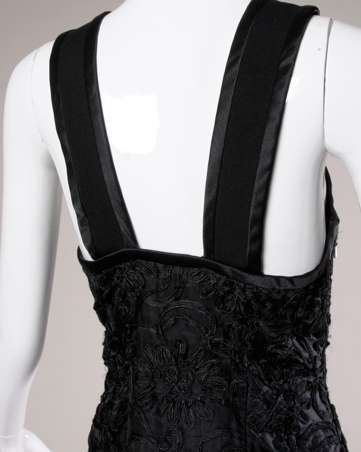 Bill Blass Vintage Black Soutache Evening Dress For Sale 1