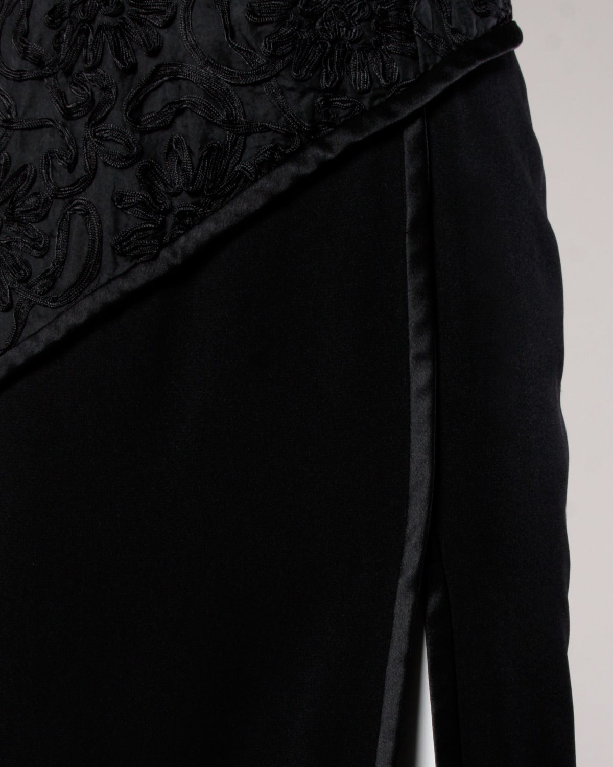 Bill Blass Vintage Black Soutache Evening Dress For Sale 2