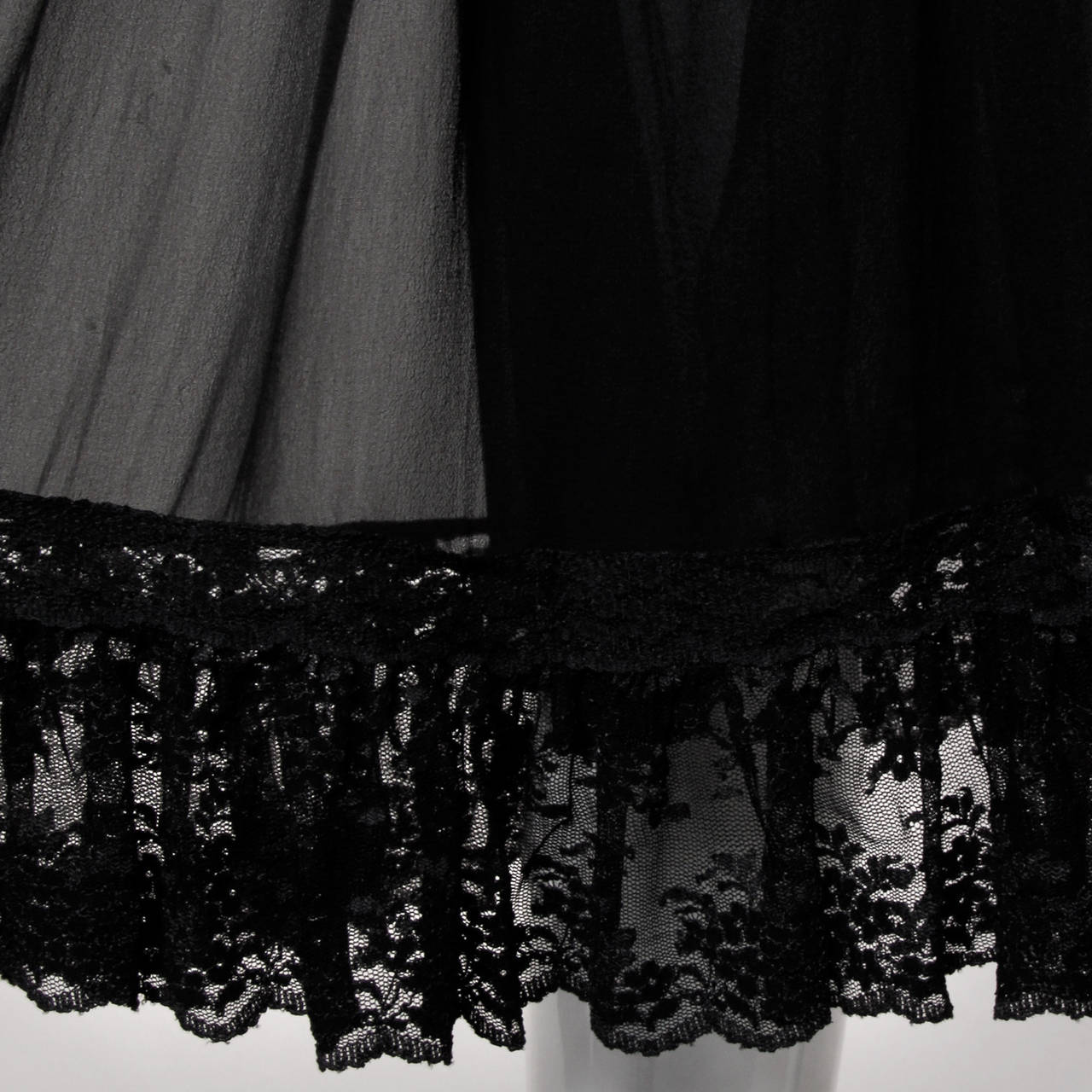 Oscar de la Renta Vintage 1970s Sheer Black Silk Blouse + Skirt Ensemble 6