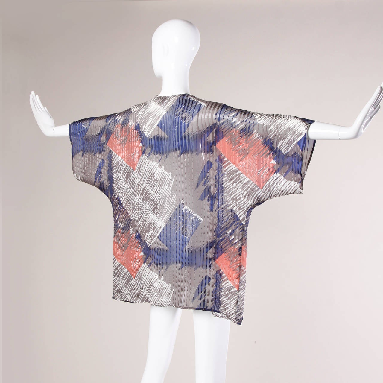 Vintage Sheer Printed Silk Chiffon Kimono Jacket 1