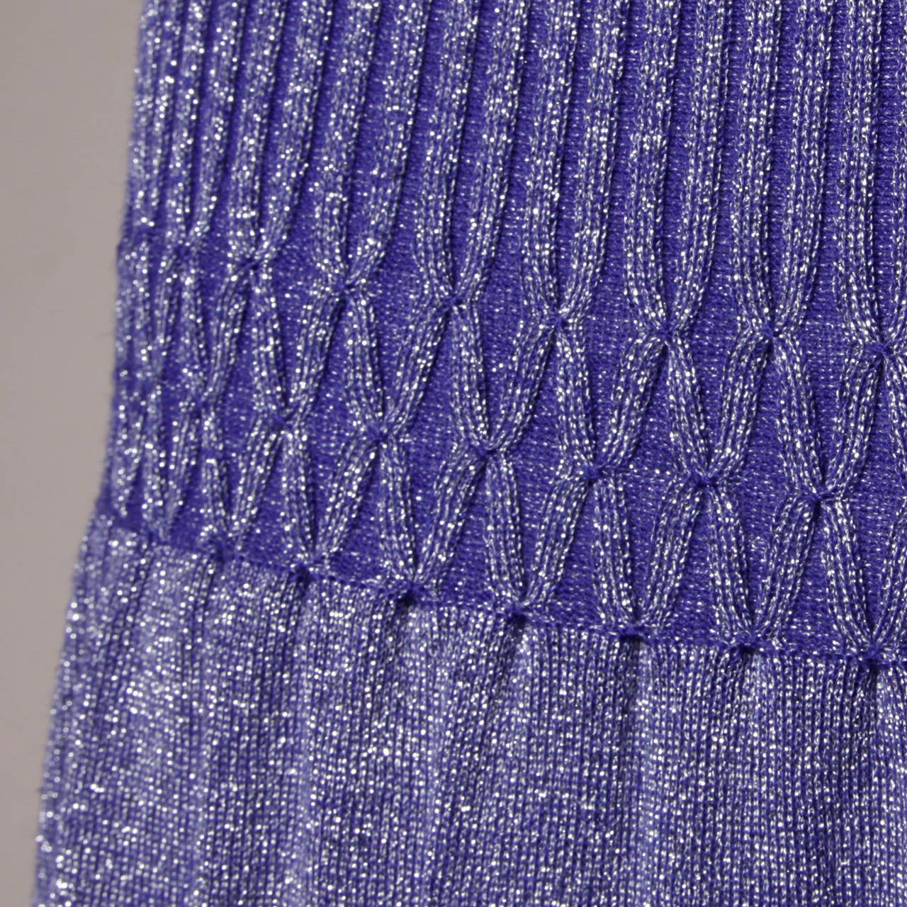 Gianni Ferri Vintage 1970s Purple Striped Metallic Knit Maxi Dress 1