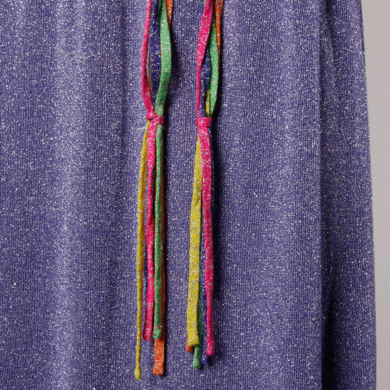 Women's Gianni Ferri Vintage 1970s Purple Striped Metallic Knit Maxi Dress