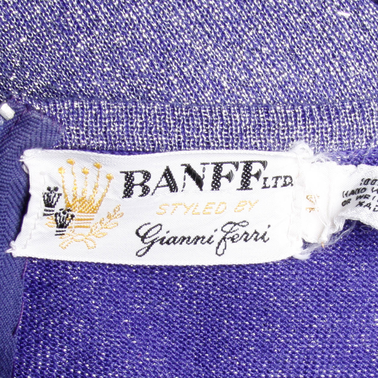 Gianni Ferri Vintage 1970s Purple Striped Metallic Knit Maxi Dress 6