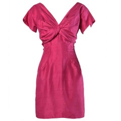 Sydney North Vintage 1960s Fuchsia Silk Cocktail Dress
