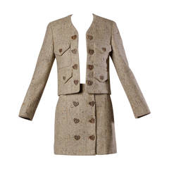 Moschino Vintage 1990s Brown Tweed Skirt + Jacket Suit Ensemble 2