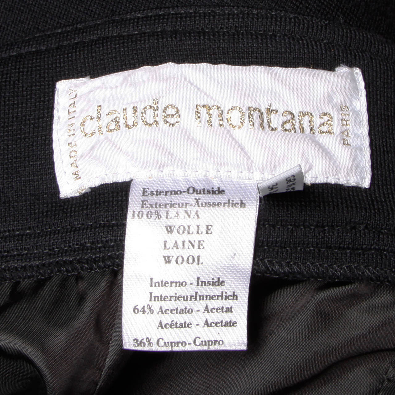 Black Claude Montana Vintage 1980s Avant Garde Wool Flounce Skirt For Sale