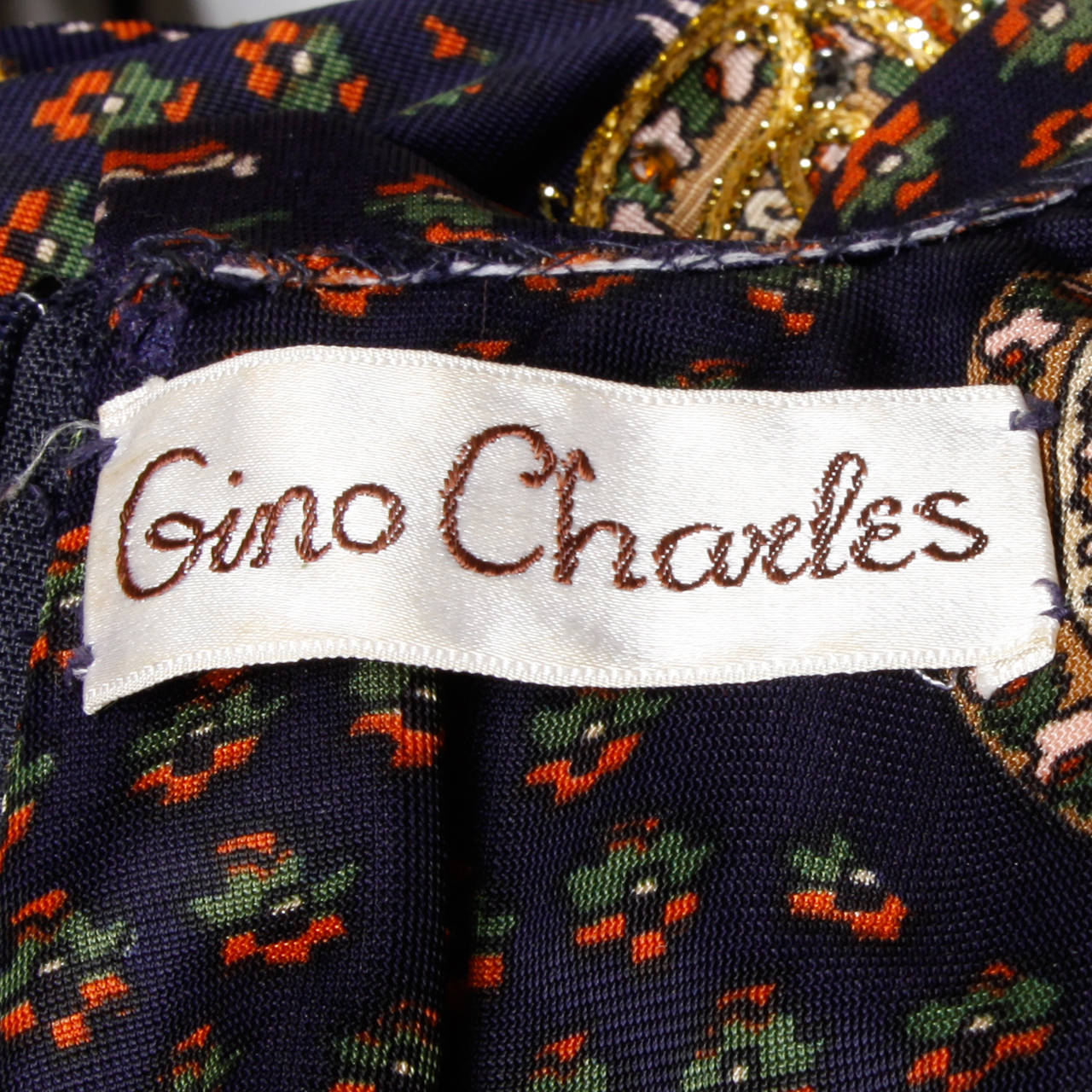 Gino Charles Vintage 1970s Beaded Paisley Print Mini Dress 6