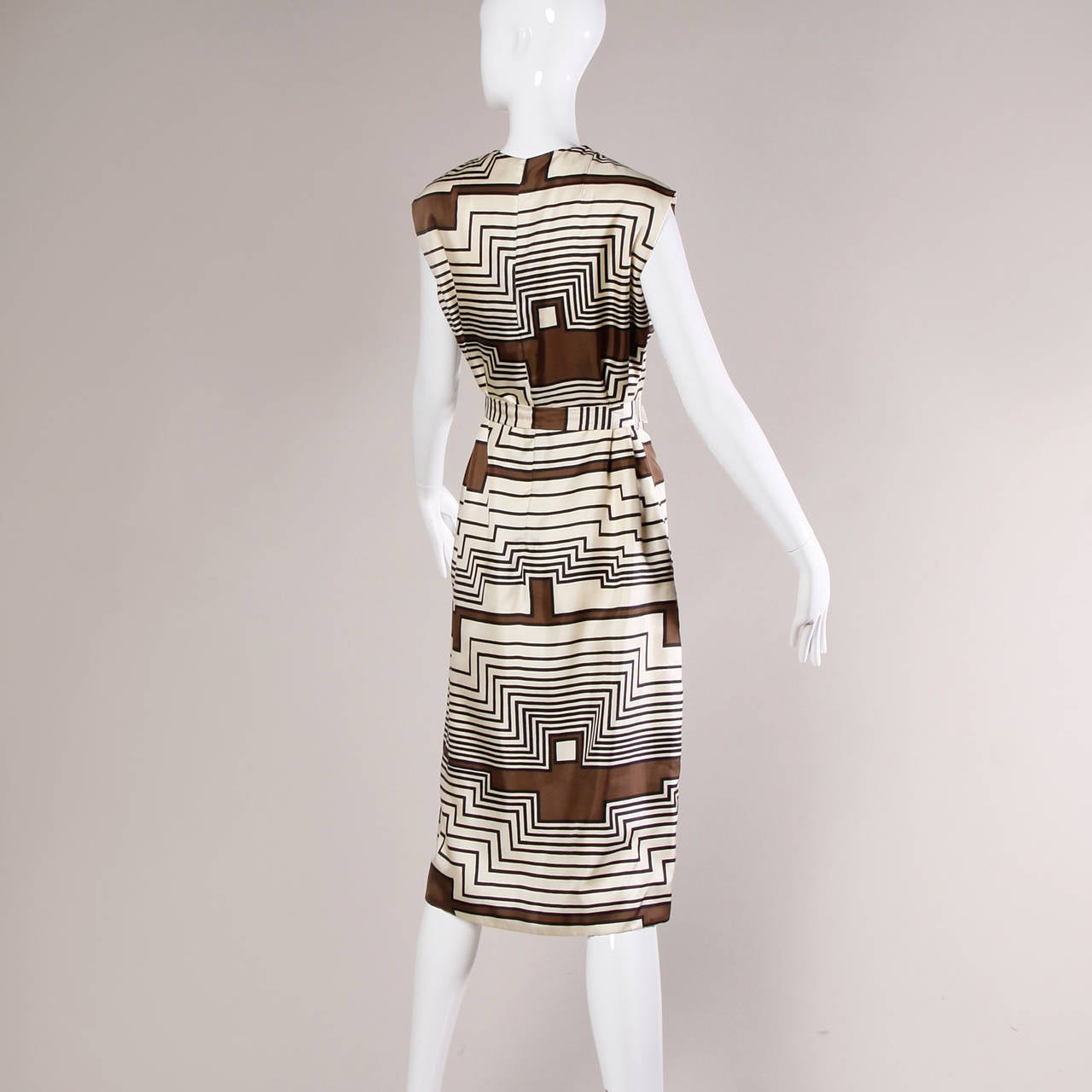 Adele Simpson for I. Magnin Vintage 1960s Unworn Op Art Silk Dress with Tags 4