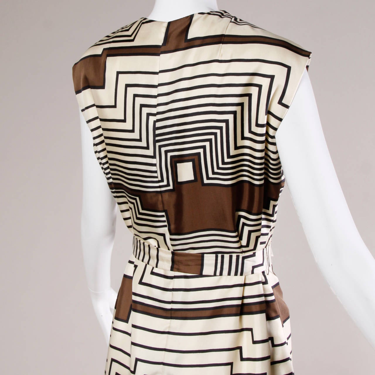 Adele Simpson for I. Magnin Vintage 1960s Unworn Op Art Silk Dress with Tags 5