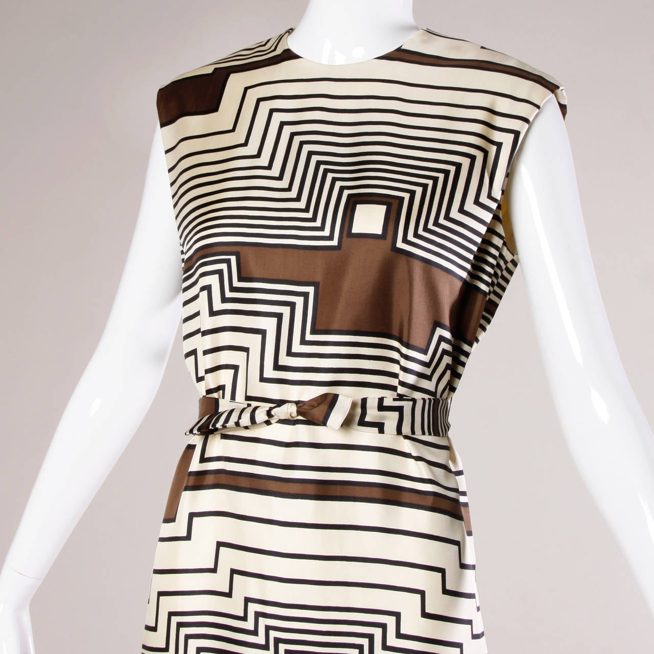 Adele Simpson for I. Magnin Vintage 1960s Unworn Op Art Silk Dress with Tags 2