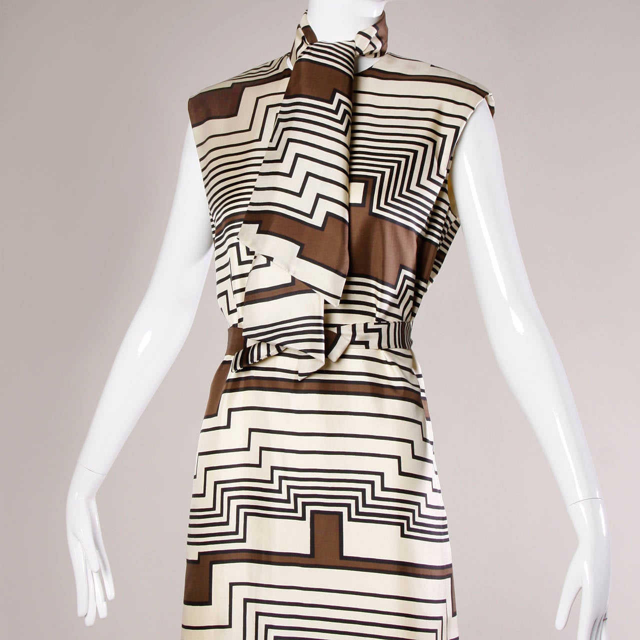 Adele Simpson for I. Magnin Vintage 1960s Unworn Op Art Silk Dress with Tags 3