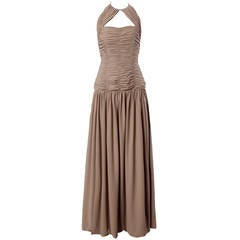 Victor Costa Deadstock Vintage Nude Halter Dress with Original Tags 12