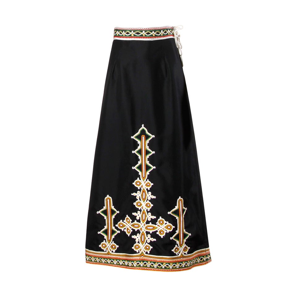 Neiman Marcus Trophy Room Vintage 1970s Embroidered Maxi Skirt at 1stDibs