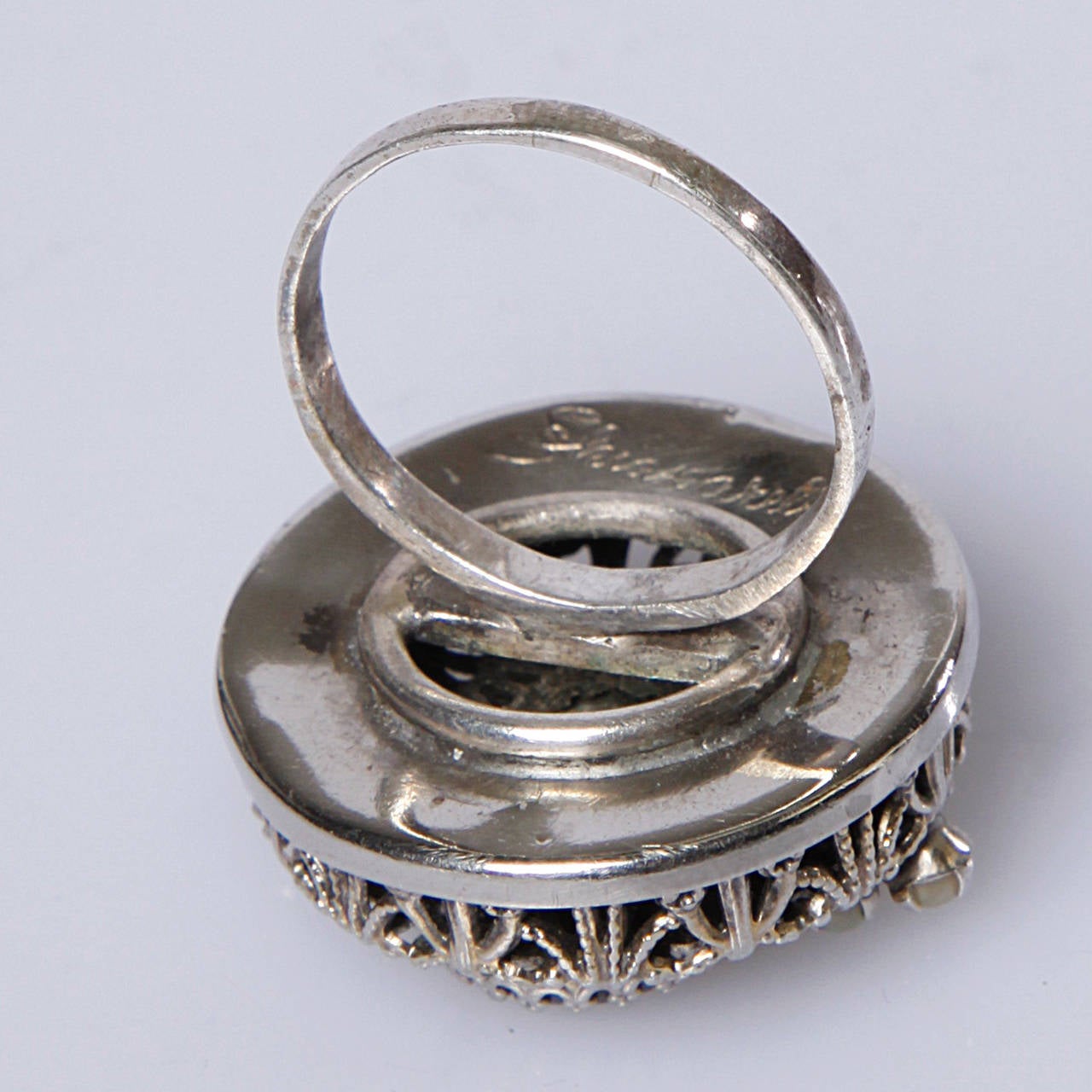 Women's Signed Schiaparelli Vintage Filligree Cocktail Ring