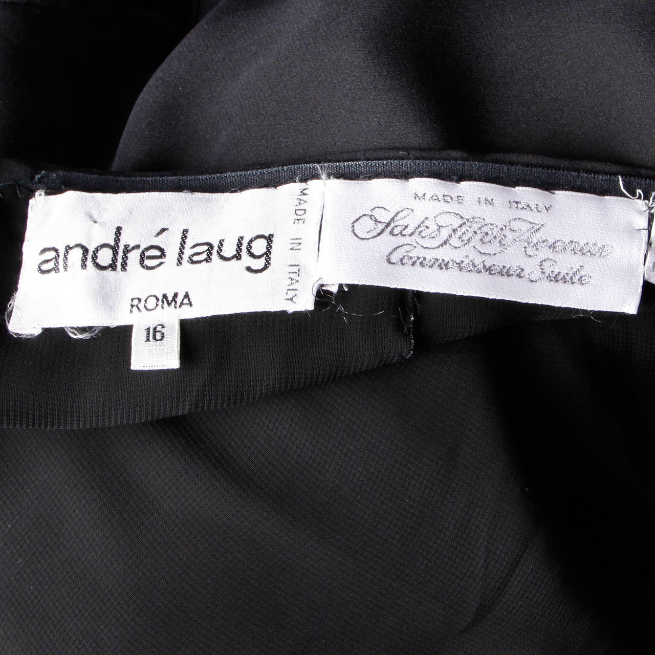 1980s Andre Laug Vintage Black Silk Dress with Matching Sash Belt For ...