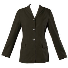 Jil Sander Used 1990s Dark Green Wool Blazer Jacket