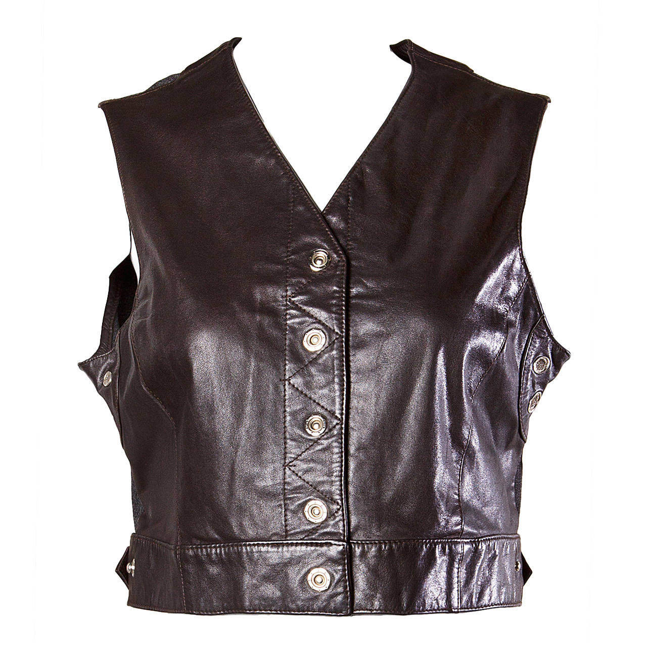 Emanuel Ungaro Vintage 1990s Cropped Leather Vest Top