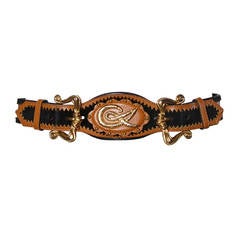 Christian Lacroix Vintage 1980s Black + Tan Leather Belt