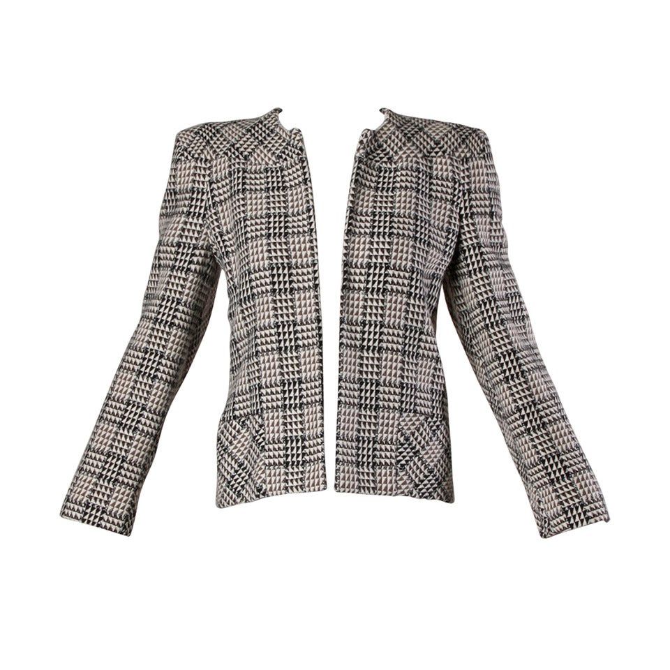 Carolina Herrera Vintage Wool Blazer Jacket with Bold Shoulders For Sale