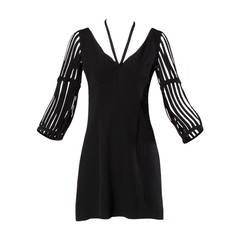 Moschino Vintage 1990s Cut Out Cage Sleeves Black Dress
