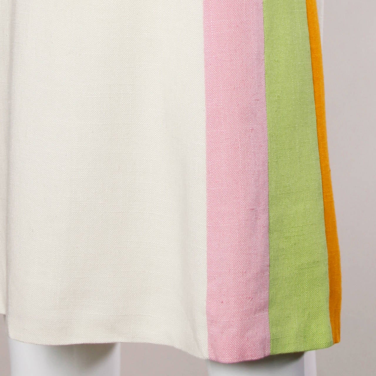 Lord & Taylor Vintage 1960s Mod Linen Pastel Color Block Shift Dress 2