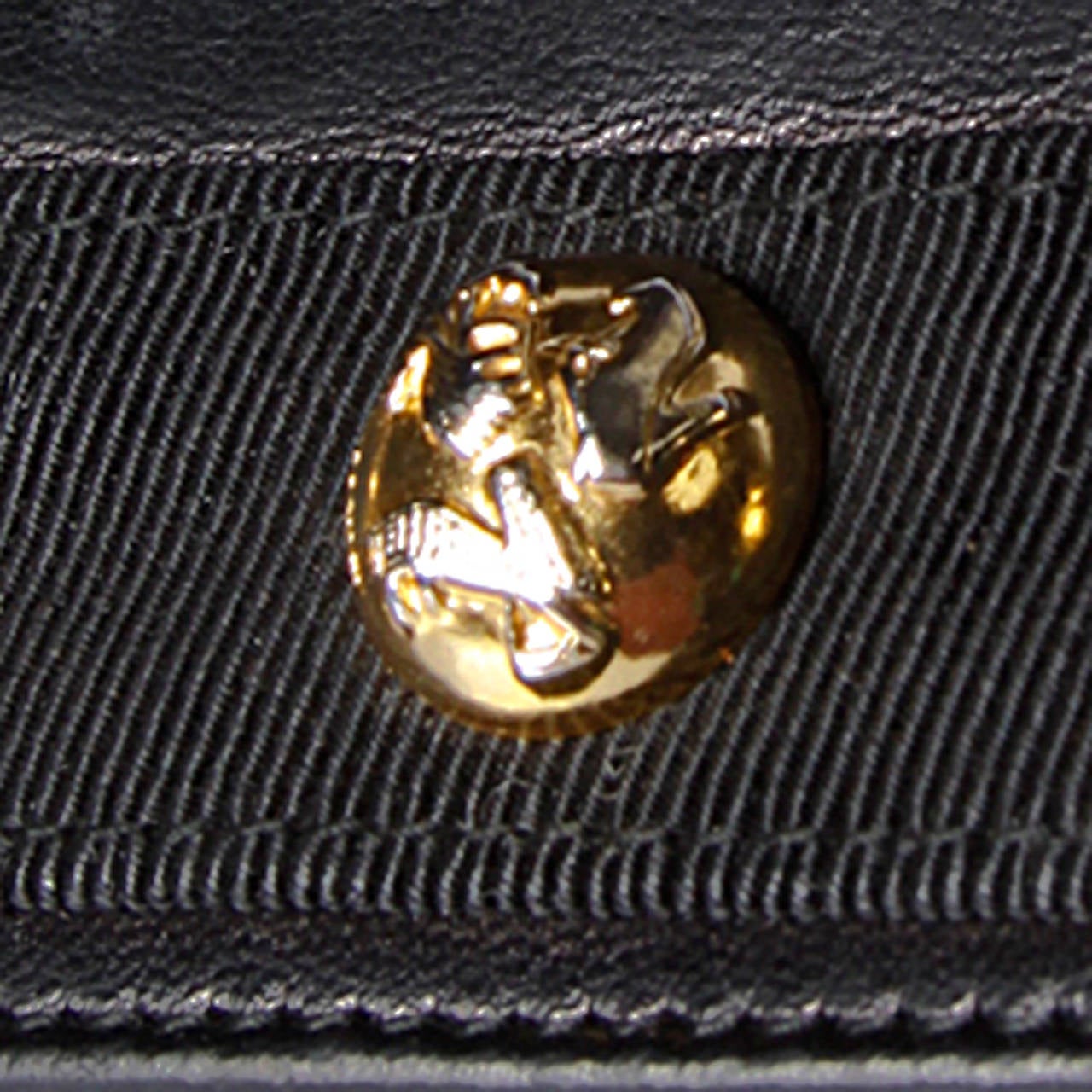 Salvatore Ferragamo Vintage Black Leather Gold Studded Bag or Purse In Excellent Condition In Sparks, NV