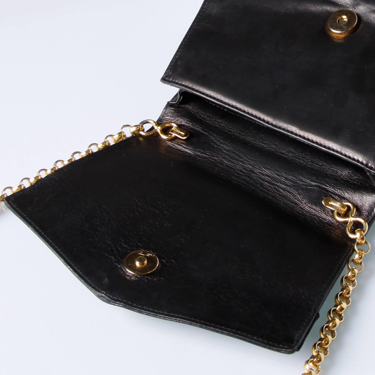 Women's Salvatore Ferragamo Vintage Black Leather Gold Studded Bag or Purse