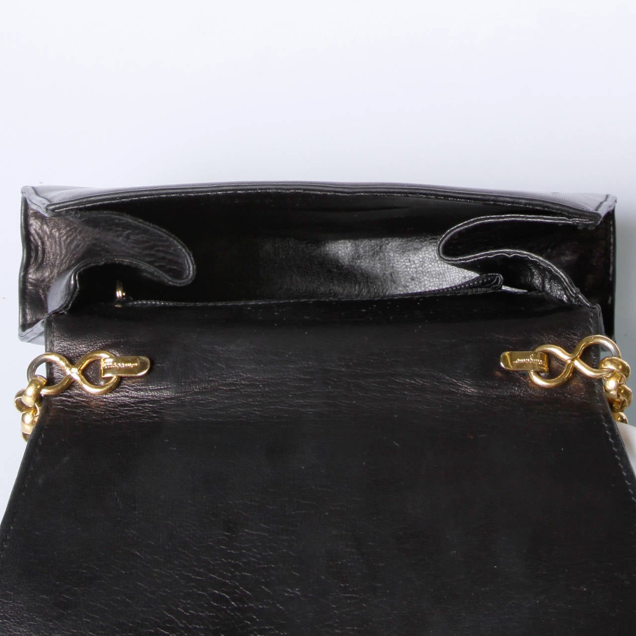 Salvatore Ferragamo Vintage Black Leather Gold Studded Bag or Purse 2