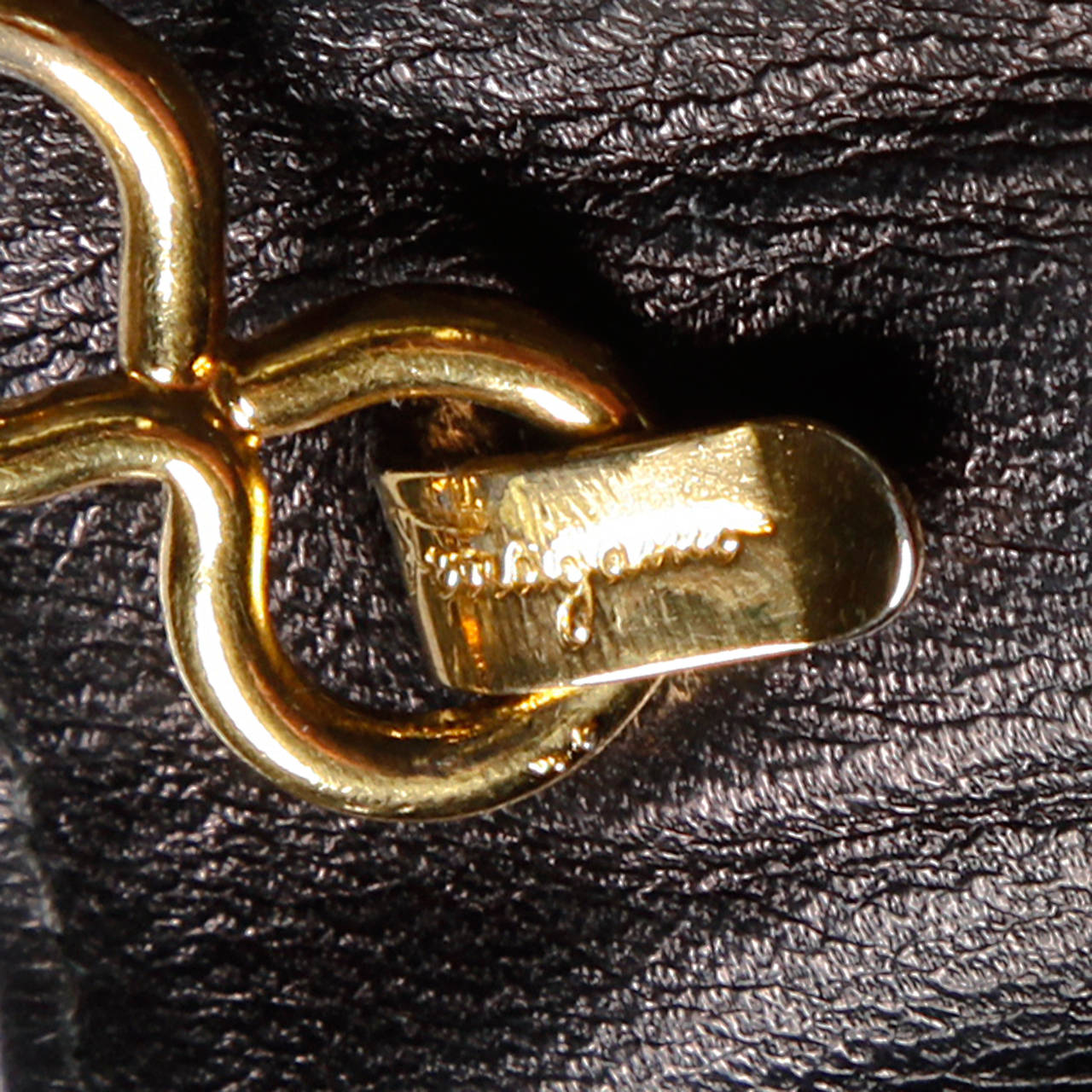 Salvatore Ferragamo Vintage Black Leather Gold Studded Bag or Purse 1