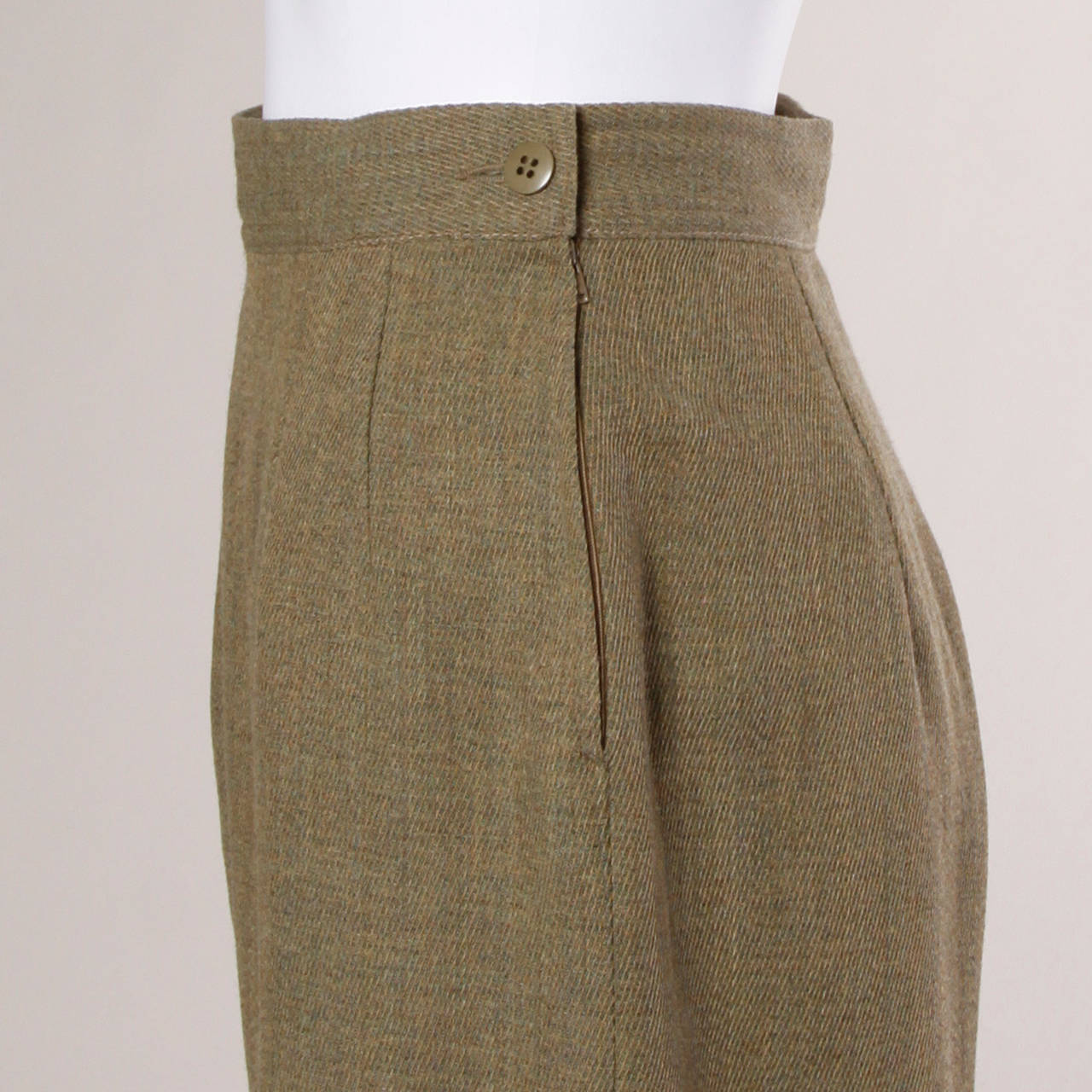 Women's Valentino Vintage High Waisted Khaki Wool Trousers
