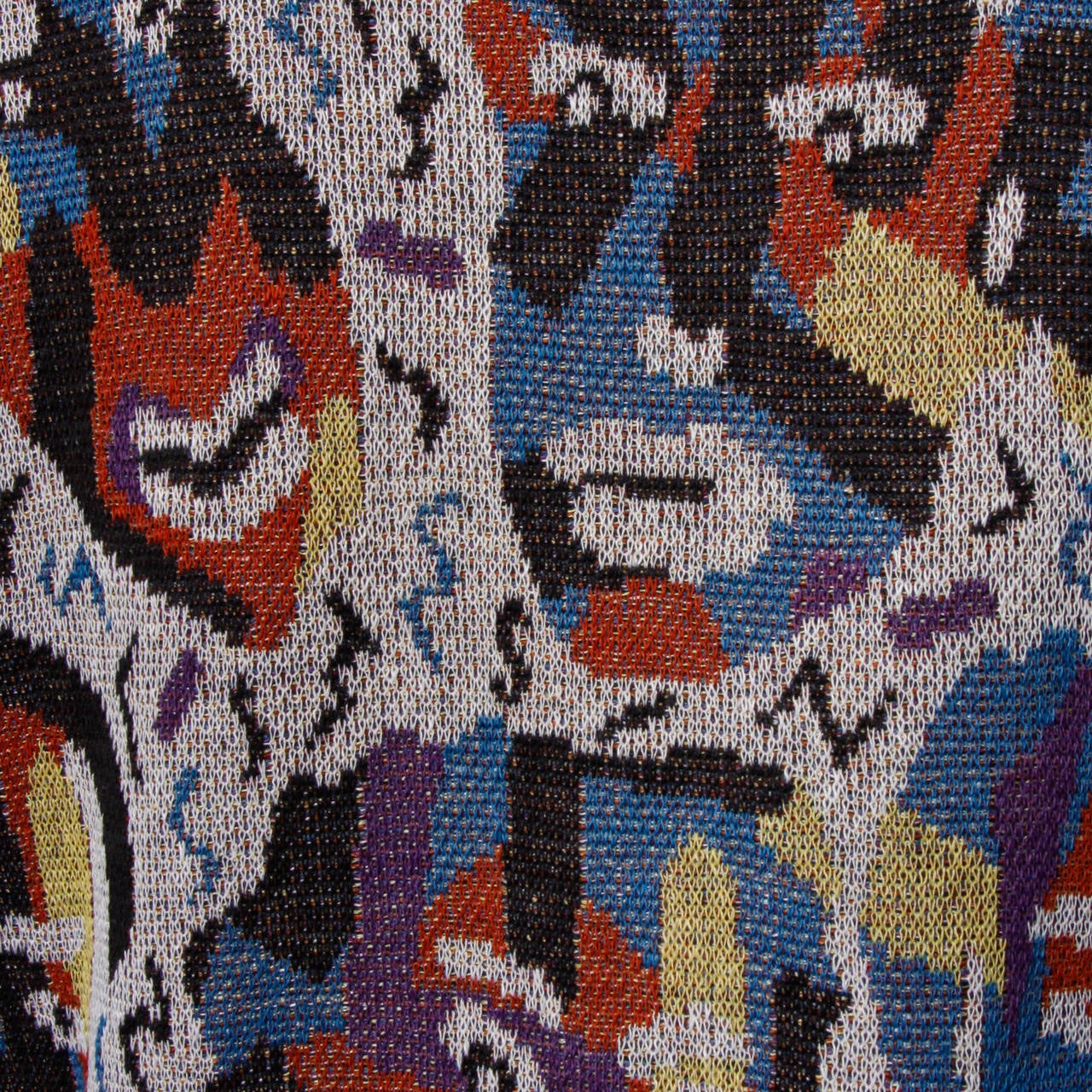 Gray Missoni Vintage Knit Novelty Faces Top + Skirt 2-Piece Ensemble