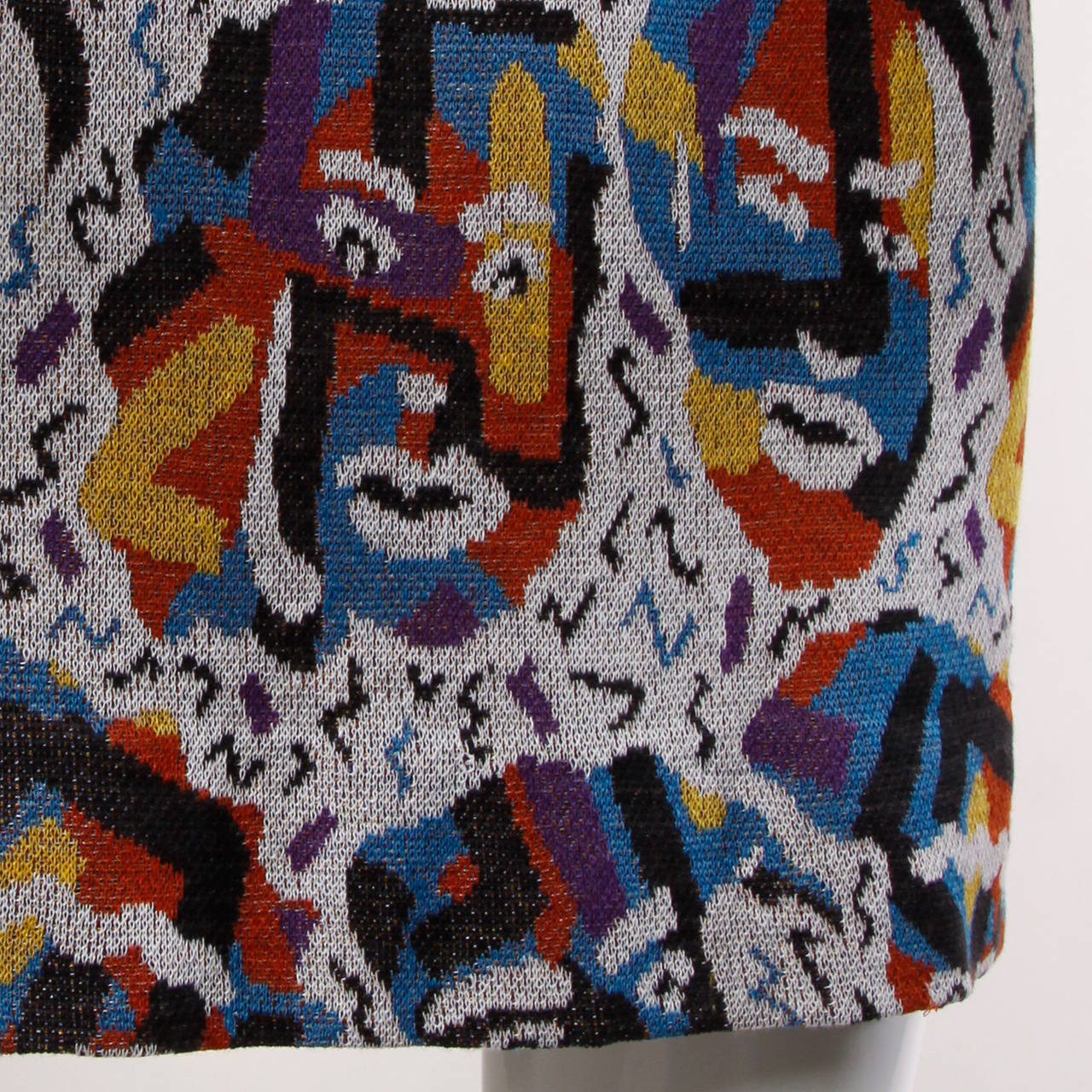 Missoni Vintage Knit Novelty Faces Top + Skirt 2-Piece Ensemble In Excellent Condition In Sparks, NV